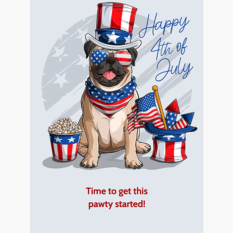 Patriotic Pug 4th of July eCard